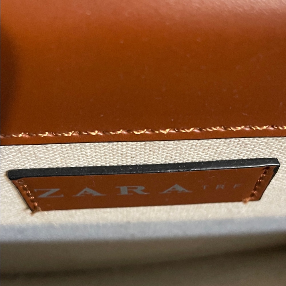 Zara Brown and White Chain Crossbody Bag - Picture 10 of 16